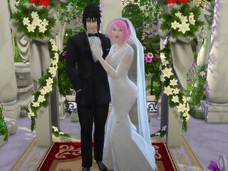 Sakura bryllupsfest Naruto Hentai Nethorare kone i bryllup tøj mand hanrej Anime